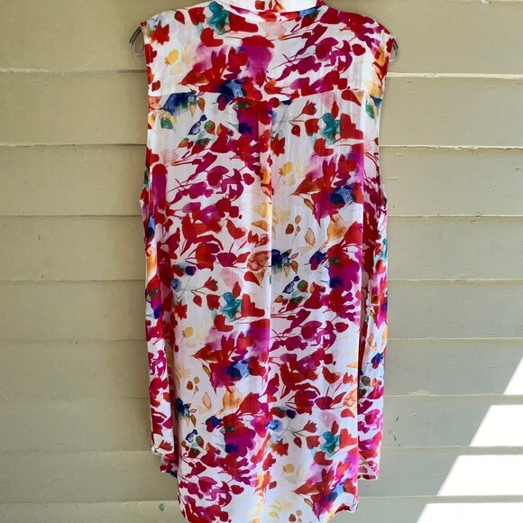 SOFT SURROUNDINGS Summer Blooms Sleeveless Button Front Tunic Blouse - Picture 7 of 10